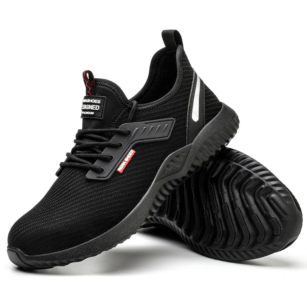 Safety Shoes Steel Toe Cap Shoes Waterproof Safety Trainers Comfortable and Light Slip and Oil Resistant For Men Women and Ladies Zeta Black Rona Shoes